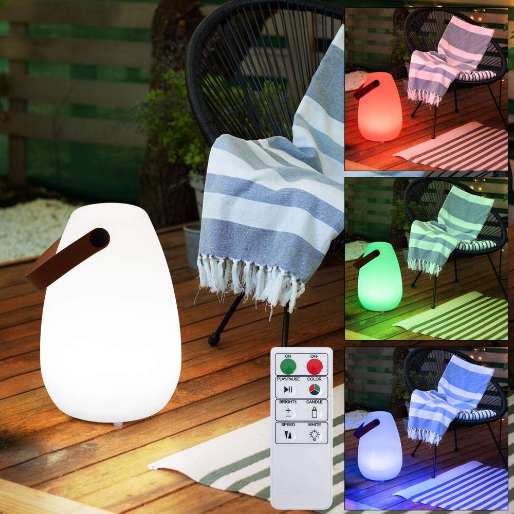 Tischleuchte Außen Akku Garten Tischlampe Outdoor USB aufladbar, dimmbar mit Fernbedienung Farbwechsel tragbar, 1x LED 0,7W 55lm 3000K, DxH 14x20 cm