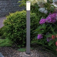 Stehleuchte Außenleuchte Gartenlampe Standleuchte Wegelampe Terrasse, IP44, modern Edelstahl anthrazit opal, 1x E27 Fassung, DxH 12,7x110 cm Stehleuchte Außenleuchte Gartenlampe Standleuchte Wegelampe Terrasse, IP44, modern Edelstahl anthrazit opal, 1x E27 Fassung, DxH 12,7x110 cm