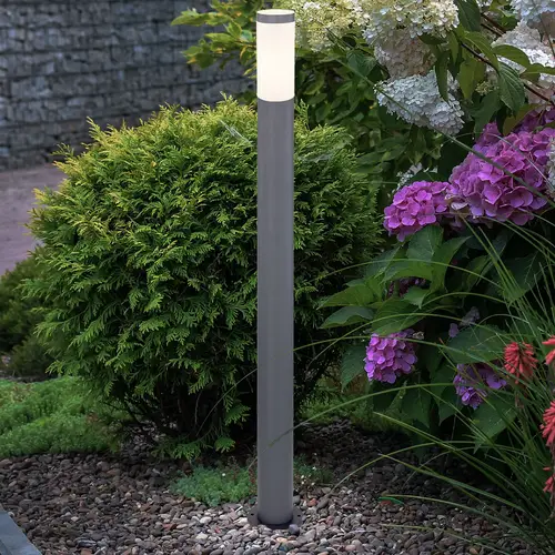 Stehleuchte Außenleuchte Gartenlampe Standleuchte Wegelampe Terrasse, IP44, modern Edelstahl anthrazit opal, 1x E27 Fassung, DxH 12,7x110 cm Stehleuchte Außenleuchte Gartenlampe Standleuchte Wegelampe Terrasse, IP44, modern Edelstahl anthrazit opal, 1x E27 Fassung, DxH 12,7x110 cm
