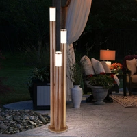 Wegeleuchten Außen Edelstahl Außenlampe Standleuchte Gartenleuchte Holzoptik, 3 flammmig Edelstahl, 3x E27, DxH 28 x 170 cm Wegeleuchten Außen Edelstahl Außenlampe Standleuchte Gartenleuchte Holzoptik, 3 flammmig Edelstahl, 3x E27, DxH 28 x 170 cm