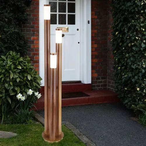 Wegeleuchten Außen Edelstahl Außenlampe Standleuchte Gartenleuchte Holzoptik, 3 flammmig Edelstahl, 3x E27, DxH 28 x 170 cm Wegeleuchten Außen Edelstahl Außenlampe Standleuchte Gartenleuchte Holzoptik, 3 flammmig Edelstahl, 3x E27, DxH 28 x 170 cm