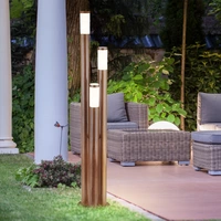 Wegeleuchten Außen Edelstahl Außenlampe Standleuchte Gartenleuchte Holzoptik, 3 flammmig Edelstahl, 3x E27, DxH 28 x 170 cm Wegeleuchten Außen Edelstahl Außenlampe Standleuchte Gartenleuchte Holzoptik, 3 flammmig Edelstahl, 3x E27, DxH 28 x 170 cm