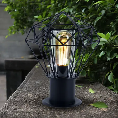 Sockelleuchte Außen Standleuchte Garten schwarz Außenstandleuchte Edelstahl, Industrial Design Gitterschirm, 1x E27, H 31,5 cm Sockelleuchte Außen Standleuchte Garten schwarz Außenstandleuchte Edelstahl, Industrial Design Gitterschirm, 1x E27, H 31,5 cm
