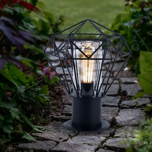 Sockelleuchte Außen Standleuchte Garten schwarz Außenstehleuchte Edelstahl, Industrial Design Gitterschirm, 1x E27, LxH 22,5 x 31,5 cm Sockelleuchte Außen Standleuchte Garten schwarz Außenstehleuchte Edelstahl, Industrial Design Gitterschirm, 1x E27, LxH 22,5 x 31,5 cm