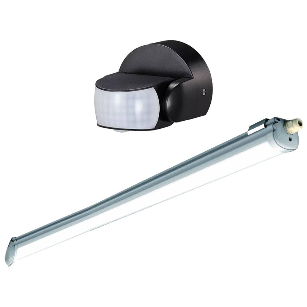 LED Röhre mit Bewegungsmelder Feuchtraum LED Feuchtraumleuchte 120 cm Werkstattlampe Wannenleuchte, 36 Watt LED 4320 Lumen 6400K kaltweiß