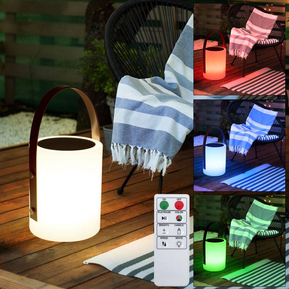 Tischleuchte Außen Akku Garten Tischlampe Outdoor USB aufladbar Solarleuchte Garten Deko, dimmbar Fernbedienung Farbwechsel tragbar, 1x LED 0,5W