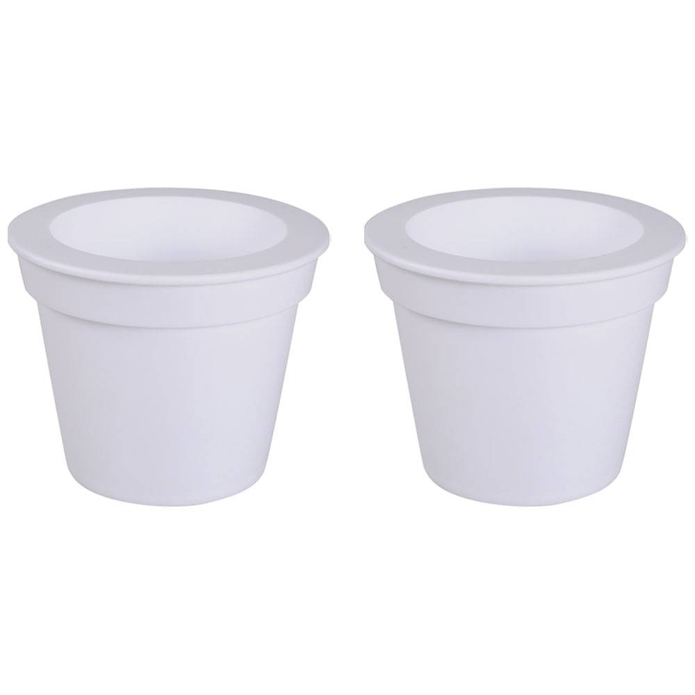 Solar LED Blumenkübel Blumentopf Blumentopf leuchtend Solar Blumentopf Beleuchtung, weiß satiniert, Akku LED neutralweiß, H 19 cm, 2er Set