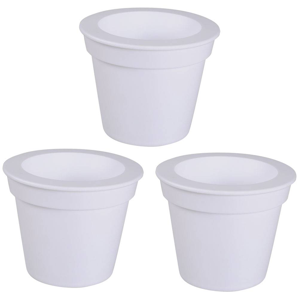 Solar LED Blumenkübel Blumentopf Blumentopf leuchtend Solar Blumentopf Beleuchtung, weiß satiniert, Akku LED neutralweiß, H 19 cm, 3er Set