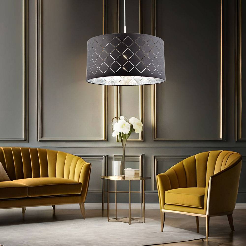 Hänge Leuchte Wohn Schlaf Zimmer Beleuchtung Decken Lampe grau silber im Set inkl. LED Leuchtmittel