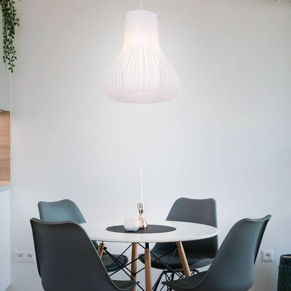 Deckenlampe Wohnzimmer hängend Lampe Skandinavisch Hängeleuchte Hängeleuchte weiss, Birnenform, 1x E27, DxH 35x139 cm