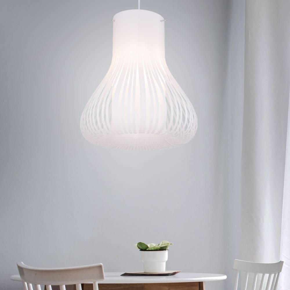 Deckenlampe Wohnzimmer hängend Lampe Skandinavisch Hängeleuchte Hängeleuchte weiss, Birnenform, 1x E27, DxH 35x139 cm
