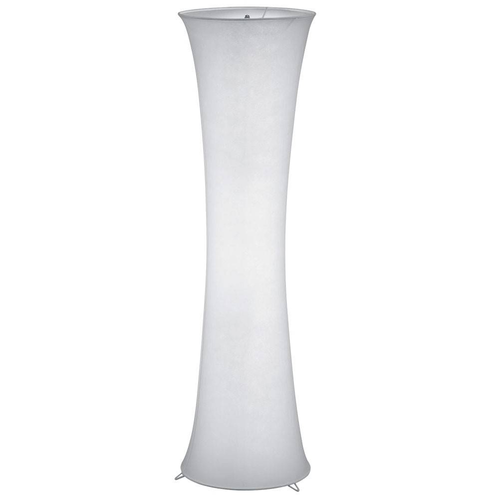 Stehleuchte Wohnzimmer modern Säulenlampe 2 flammig Stehleuchte weiß mit Stoffschirm, Metall weiß, 2x E27 Fassungen, DxH 35x123 cm