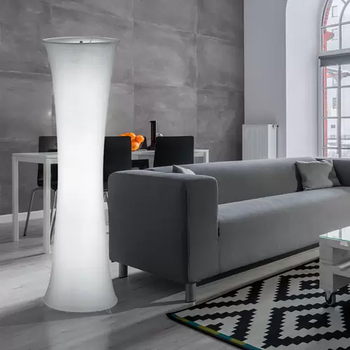 Stehleuchte Wohnzimmer modern Säulenlampe 2 flammig Stehleuchte weiß mit Stoffschirm, Metall weiß, 2x E27 Fassungen, DxH 35x123 cm Stehleuchte Wohnzimmer modern Säulenlampe 2 flammig Stehleuchte weiß mit Stoffschirm, Metall weiß, 2x E27 Fassungen, DxH 35x123 cm