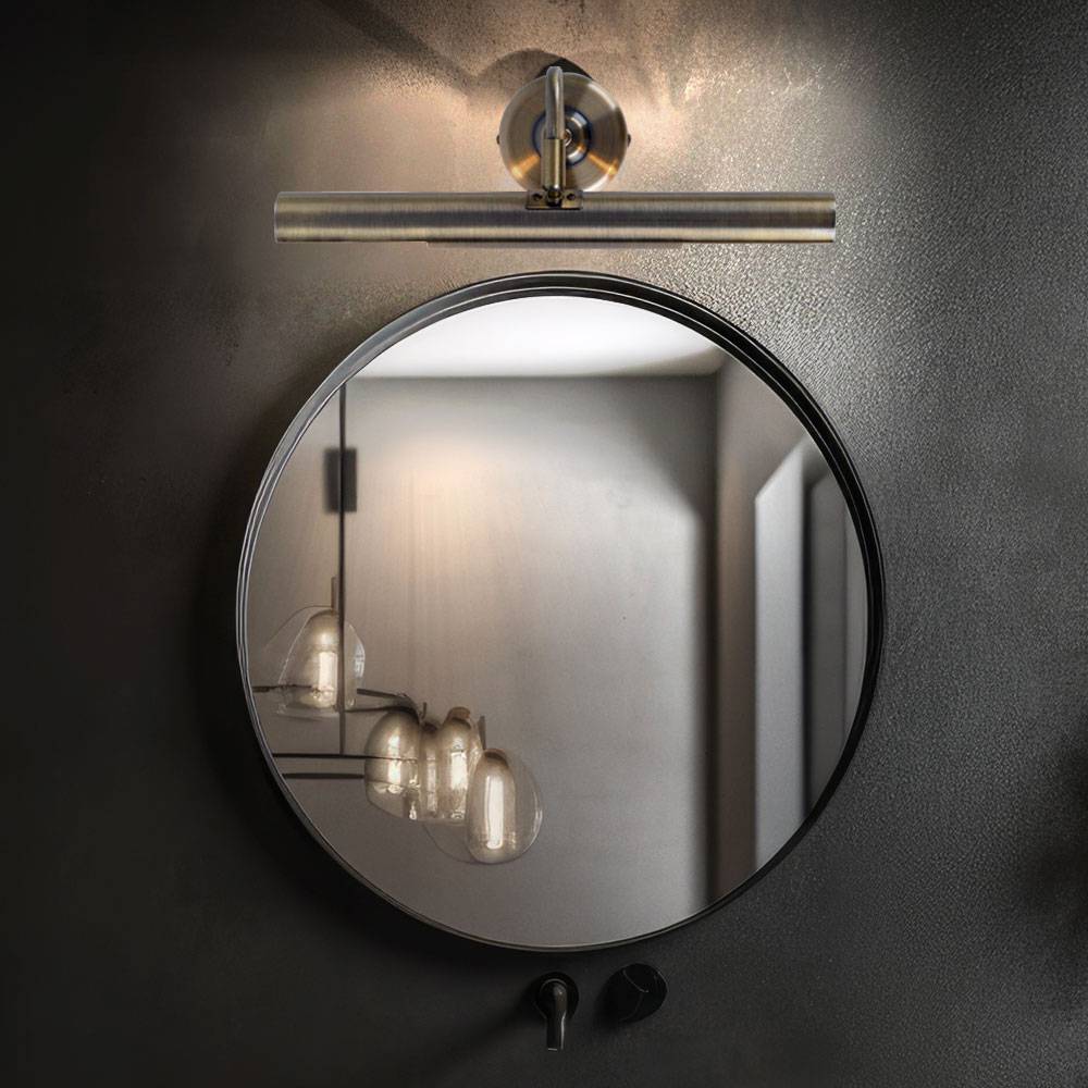 Wandlampe Messing Wandleuchte Innen beweglich Schlafzimmer Lampe Wand Bilderleuchte zum verstellen, Metall Messing, 2x E14, LxT 36x21