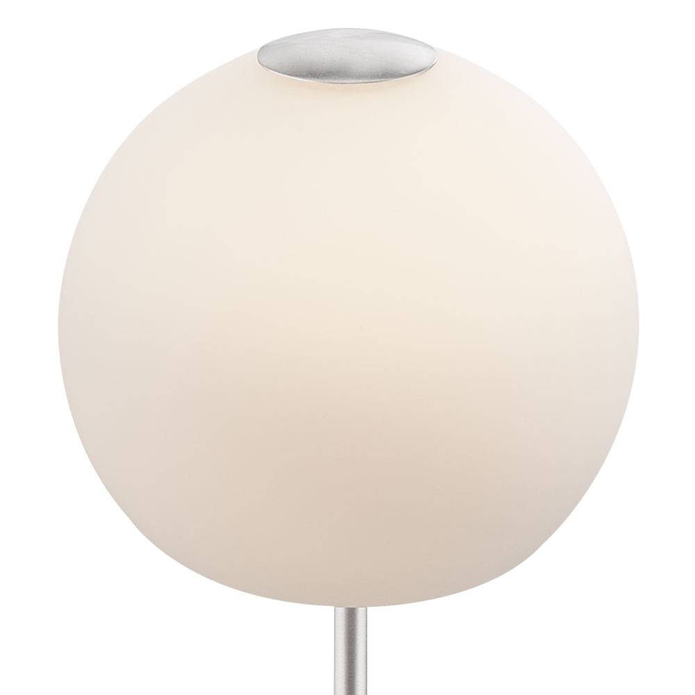 Tischleuchte Beistelllampe Leseleuchte Tischlampe Leselampe Beistellleuchte Arbeitszimmer, Metall Glas weiß opal nickel Kugelform, 1x LED 5 Watt 360