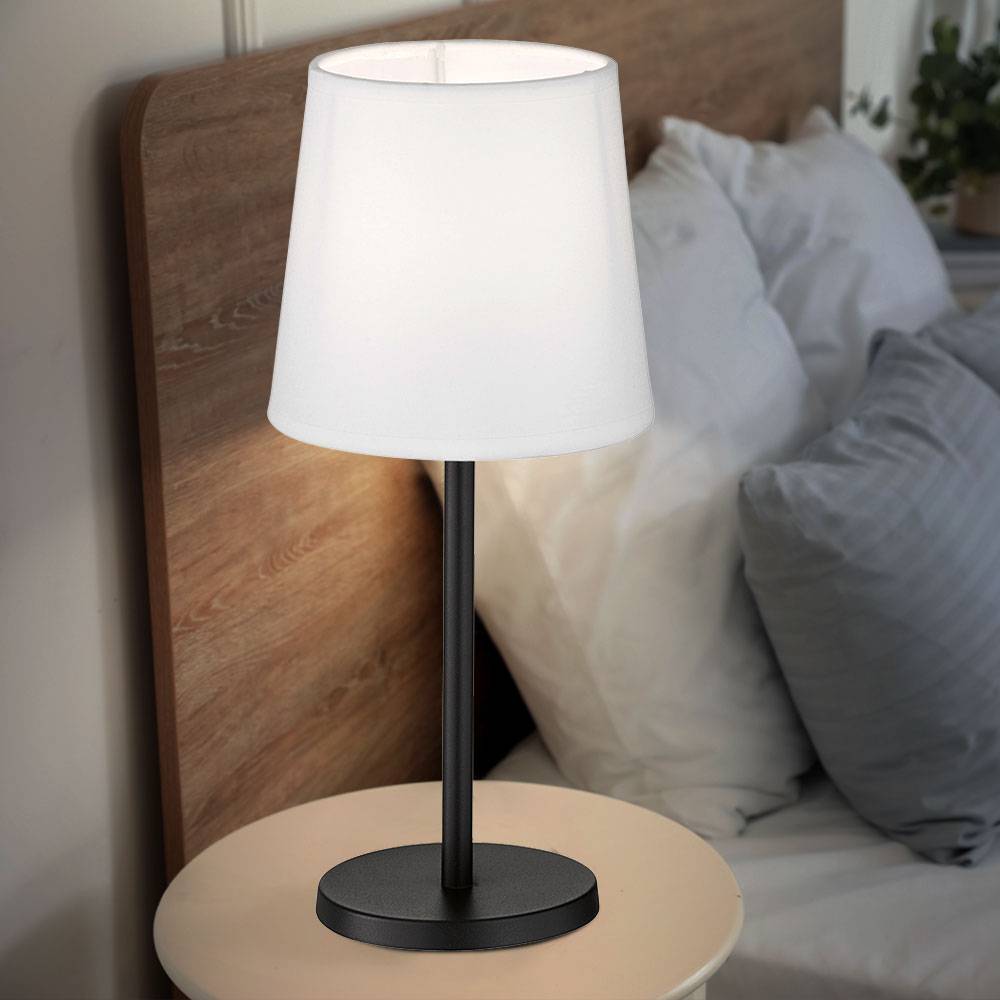 Tischleuchten Wohnzimmer Nachttischlampe Leselampe Tischlampe rund schwarz, Chintz, Fernbedienung dimmbar, 1x RGB LED 3,5W 320Lm warmweiß, DxH 14x30