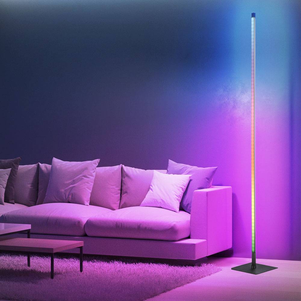 Stehleuchte LED Stehlampe Farbwechsel dimmbar LED Wohnzimmer Stehlampe RGB Fernbedienung , CCT, drehbar, 15W 750Lm 2700-5000K, LxBxH 20,5x20,5x151