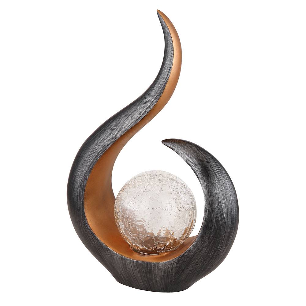 Solarlampen für Außen zum stellen LED Solar Garten LED Skulptur geschwungen Farbwechsler, Kunststoff Glas, 1x RGB LED Akku, H 33,5 cm