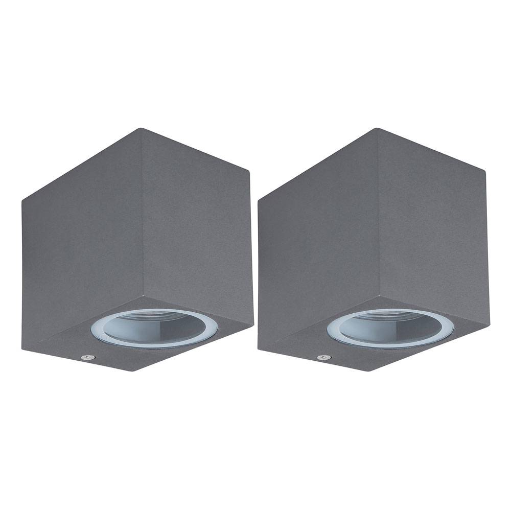 Wandstrahler Außenleuchte Haustür Fassadenleuchte anthrazit UP Wandleuchte für Ihre Terrasse, abwärts leuchtend, Aluminium Druckguss, 1x GU10, BxH