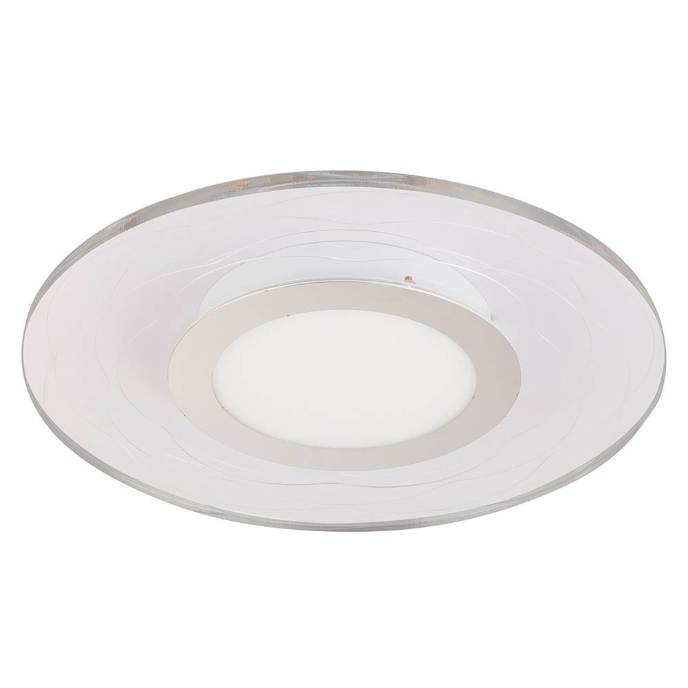 Deckenleuchte rund 45 cm Deckenlampe LED für Wohnzimmer, Acryl satiniert mit Dekorlinien, 18W 1000lm 3000K, DxH 35x4,5 cm