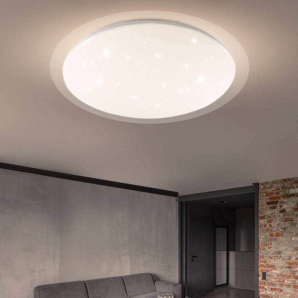 Deckenleuchte Deckenlampe Schlafzimmerleuchte Wohnzimmerlampe Esszimmer, Sterneneffekt CCT Timer App- und Sprachsteuerung, Metall weiß, 1x LED 60W