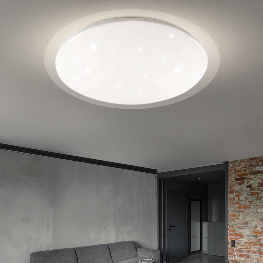 Deckenleuchte Deckenlampe Schlafzimmerleuchte Wohnzimmerlampe Esszimmer, Sterneneffekt CCT Timer App- und Sprachsteuerung, Metall weiß, 1x LED 60W