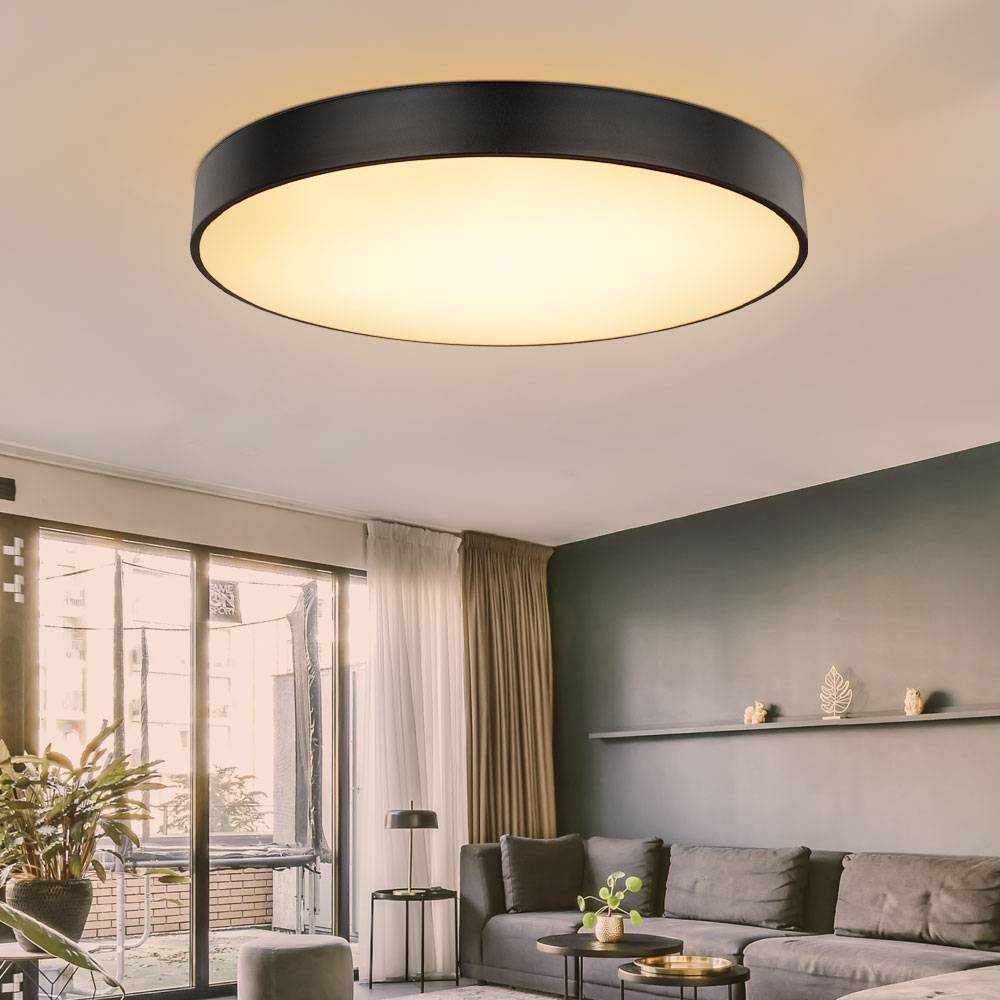 LED Deckenleuchte mit Fernbedienung dimmbar Deckenlampe rund Esszimmerlampe Deckenlampe, Memory CCT, Metall, 1x LED 48W 3100lm 3000-6000K, DxH