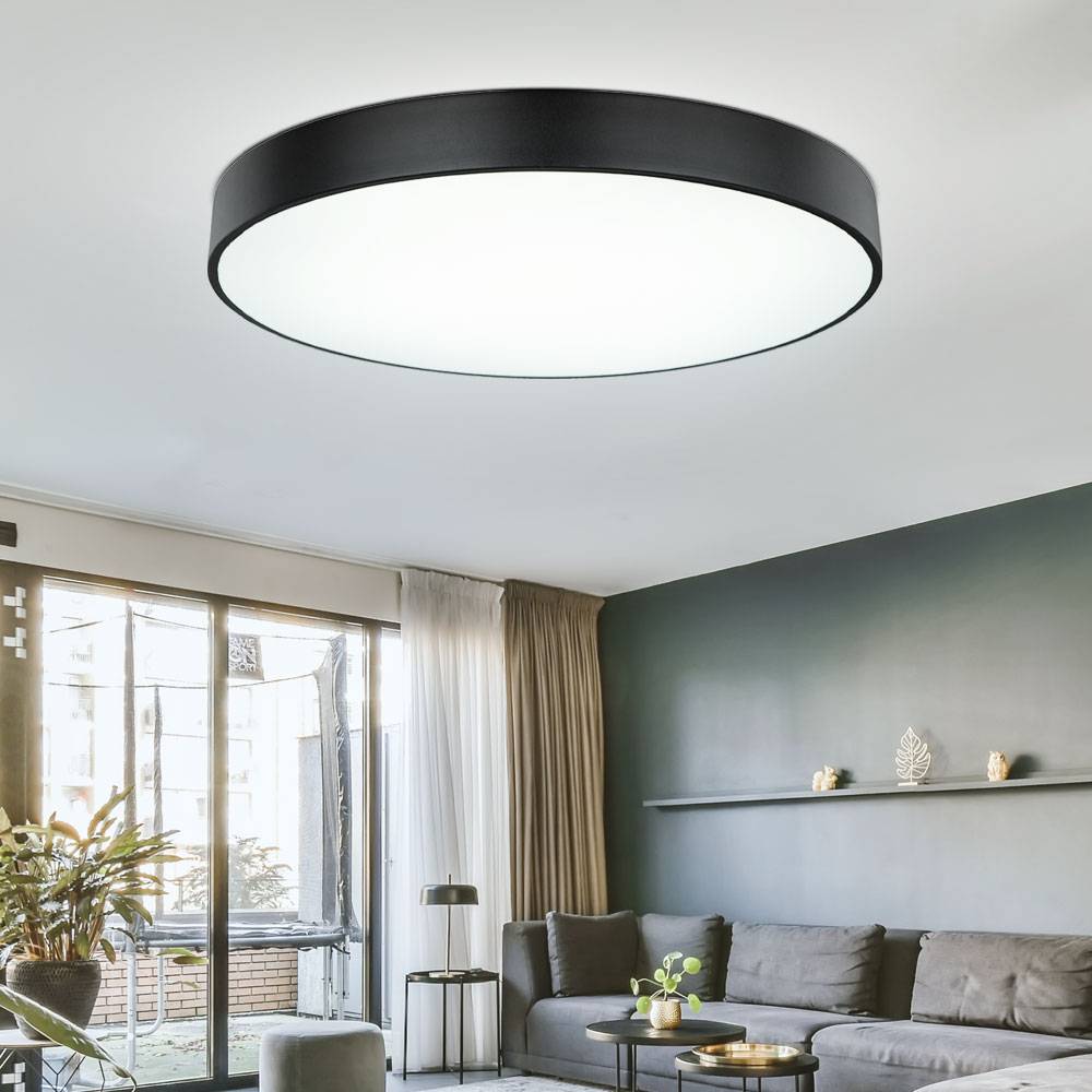 LED Deckenleuchte mit Fernbedienung dimmbar Deckenlampe rund Esszimmerlampe Deckenlampe, Memory CCT, Metall, 1x LED 48W 3100lm 3000-6000K, DxH