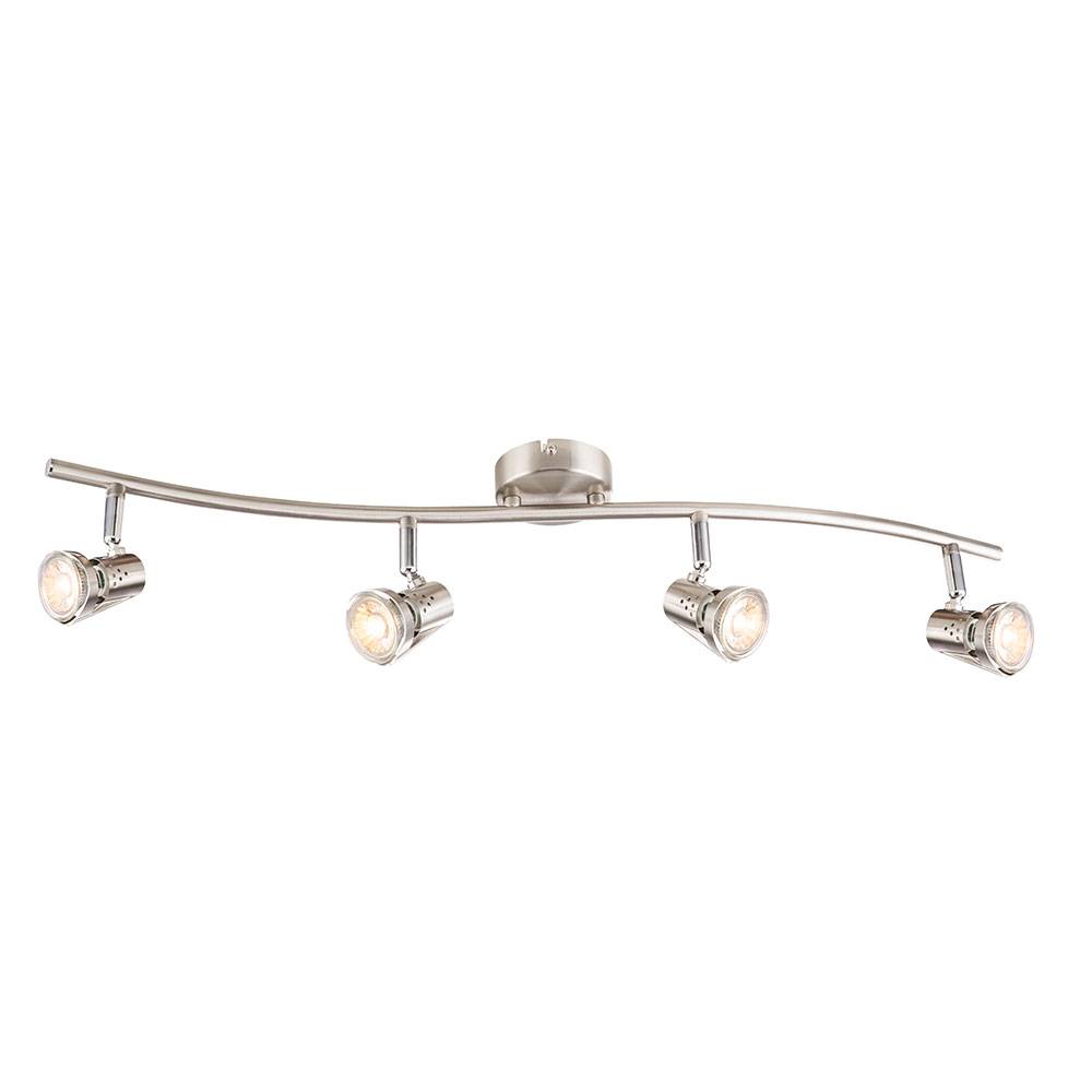 Spotleiste Wohnzimmerlampe 4 flammig Spot Deckenleuchte LED Deckenlampe, Spots beweglich chrom, 4x 5W 4x 345lm 3000K, LxH 70x15 cm