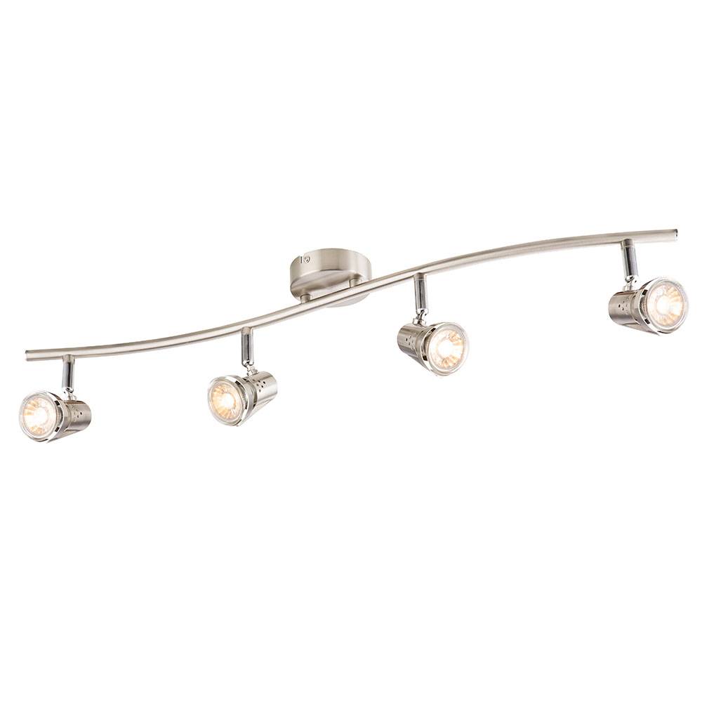 Spotleiste Wohnzimmerlampe 4 flammig Spot Deckenleuchte LED Deckenlampe, Spots beweglich chrom, 4x 5W 4x 345lm 3000K, LxH 70x15 cm
