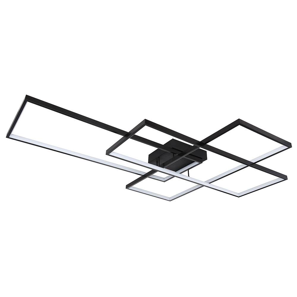 Deckenlampe Wohnzimmer LED Deckenleuchte dimmbar mit Fernbedienung Tageslichtlampe Decke, schwarz, LED 80W 2800Lm 3000-6000K, LxBxH 117x80x11 cm
