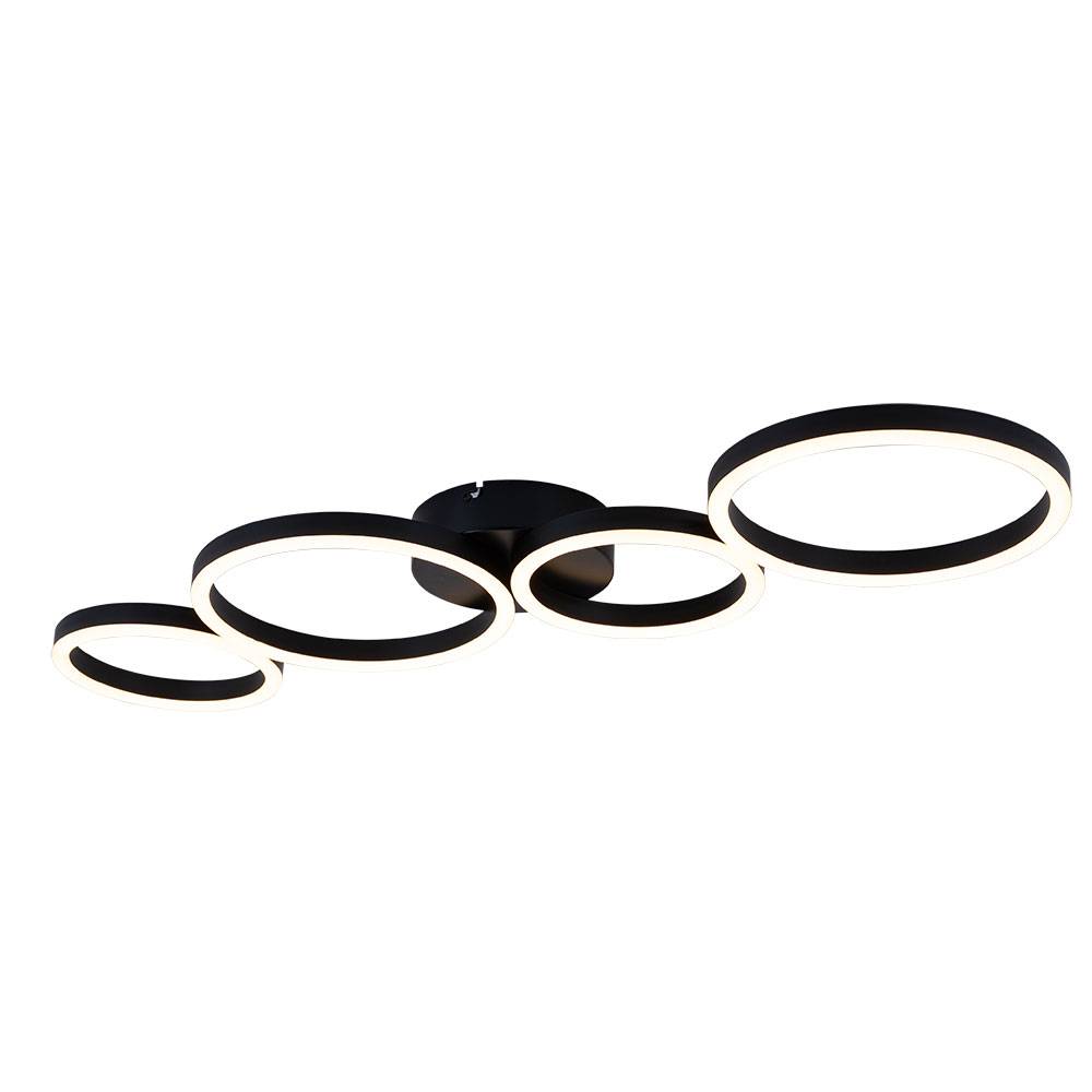 Deckenlampe Deckenleuchte LED Esszimmer Wohnzimmerlampe modern LED schwarz in Ringform, Metall Kunststoff, 1x 35W 1600lm 3000K, LxBxH 88,5x33x6,5 cm