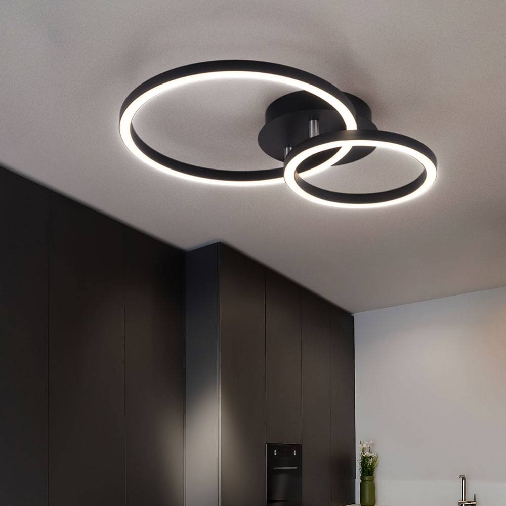 Deckenleuchte Designleuchte Deckenlampe Rundleuchte Wohnzimmer Ringleuchte zum verstellen, Metall Acryl, 1x LED 18 Watt 600 Lumen, LxBxH 42x30x7,5