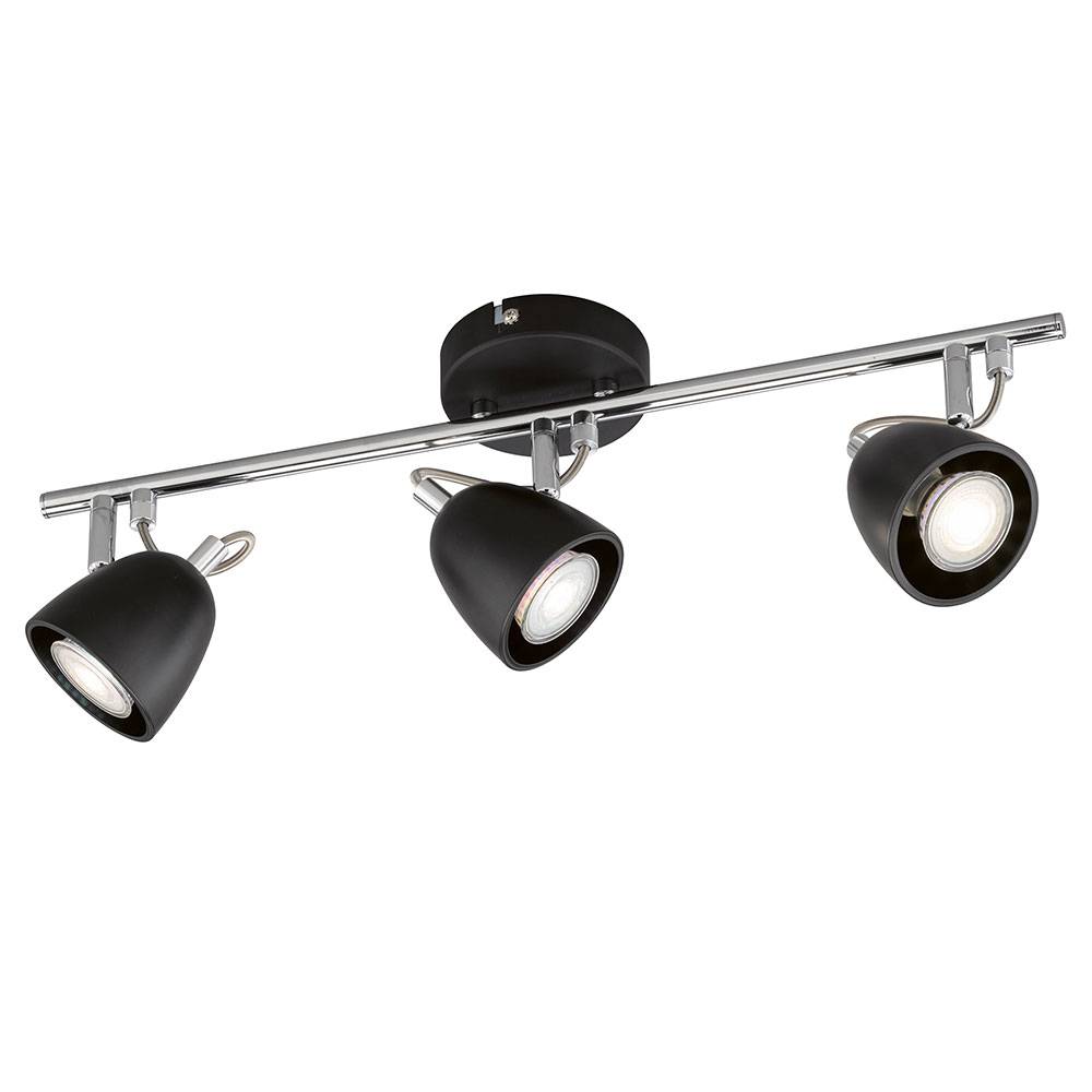Deckenstrahler schwenkbar LED Deckenleuchte Spots schwarz Deckenlampe GU10 3-flammig, chrom, 3x 4W 320Lm warmweiß, LxBxH 50x10x16 cm