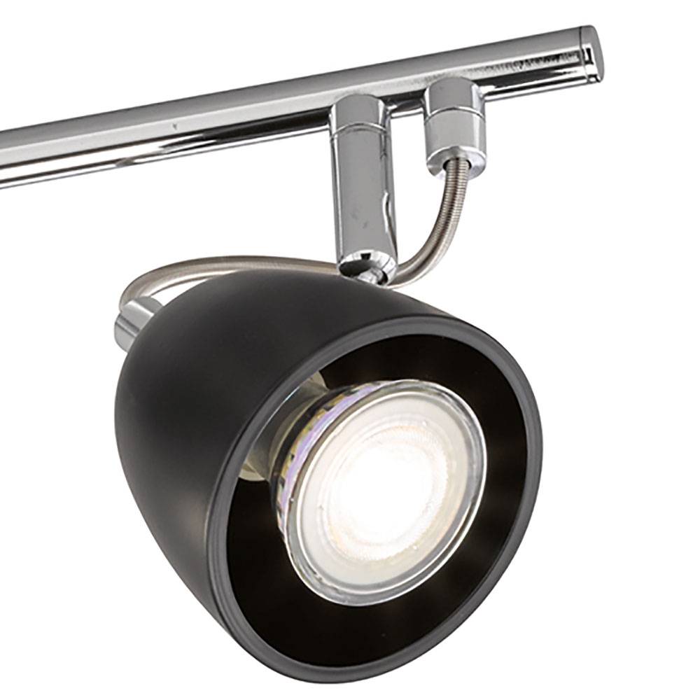 Deckenstrahler schwenkbar LED Deckenleuchte Spots schwarz Deckenlampe GU10 3-flammig, chrom, 3x 4W 320Lm warmweiß, LxBxH 50x10x16 cm