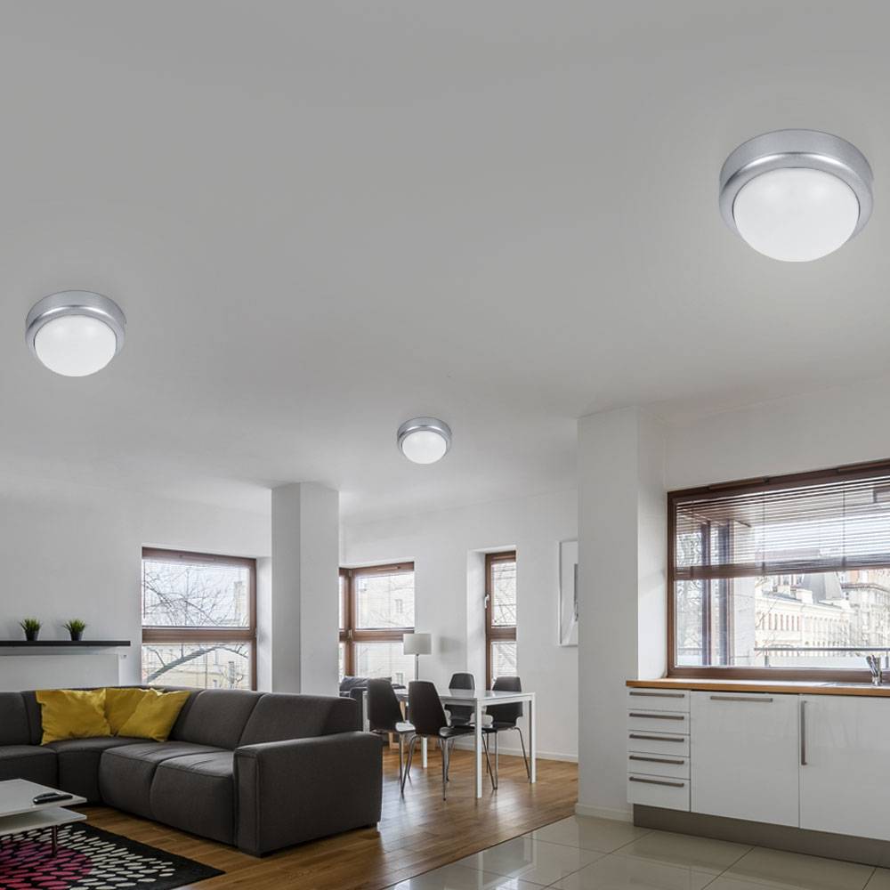 Deckenleuchte Flurlampe Küchenleuchte LED Deckenlampe silber weiß, 3,12W 380lm 4000K, DxH 12x6 cm, 4er Set