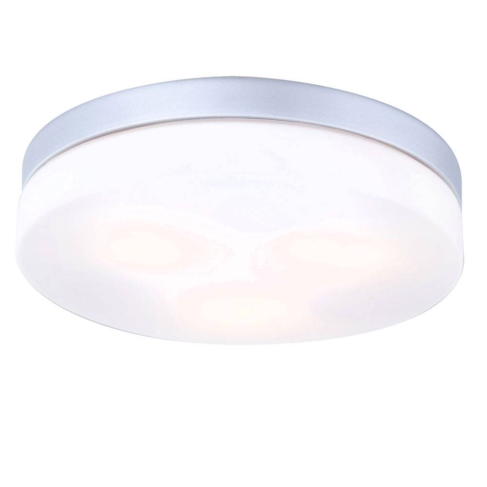 Badezimmer Lampe Deckenleuchte Außenleuchte Balkon, Wetterfest, IP44, modern, Glas opal silber, 1x E27 Fassung, DxH 30x7 cm