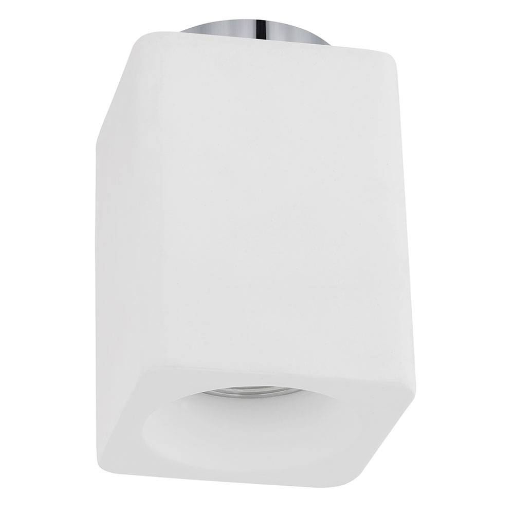 Deckenleuchte Deckenspot Wohnzimmerlampe 1 flammig modern Deckenlampe aus Gips, weiß verchromt, 1x GU10, LxBxH 8,2x8,2x13,1 cm