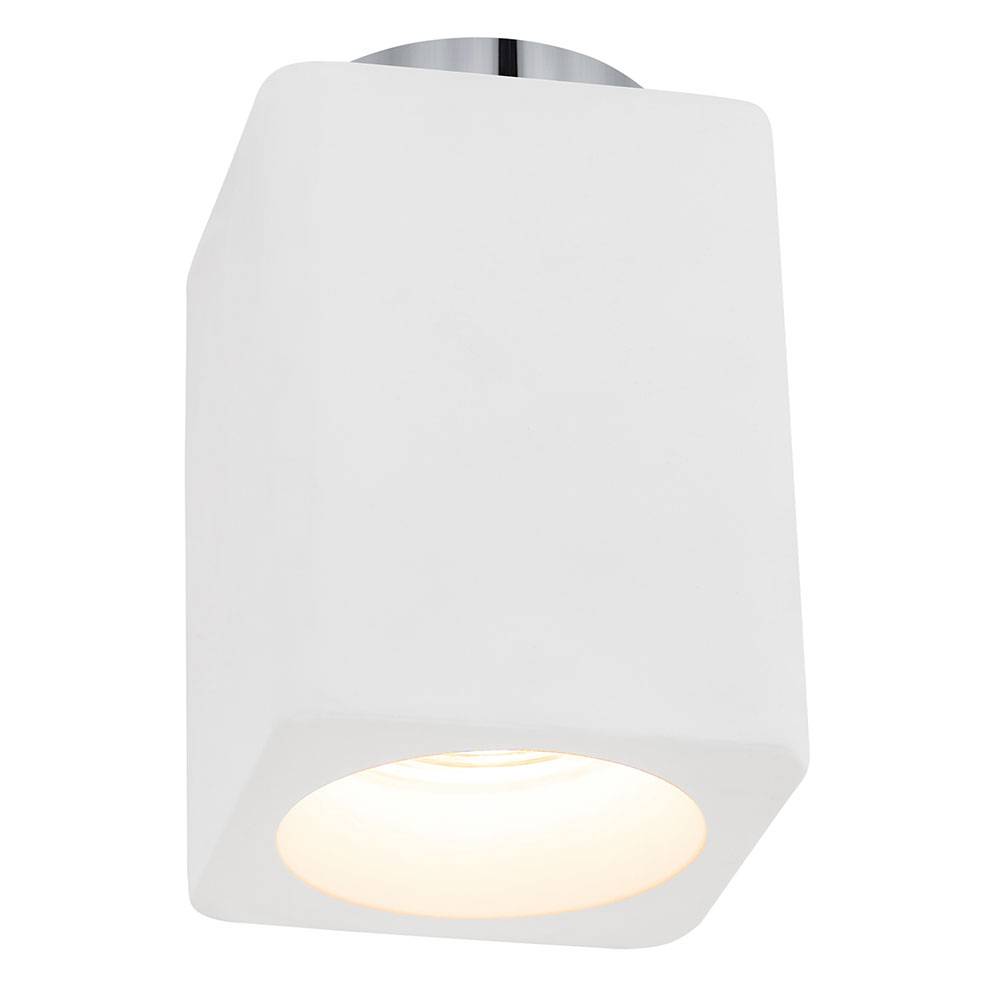 Deckenleuchte Deckenspot Wohnzimmerlampe 1 flammig modern Deckenlampe aus Gips, weiß verchromt, 1x GU10, LxBxH 8,2x8,2x13,1 cm