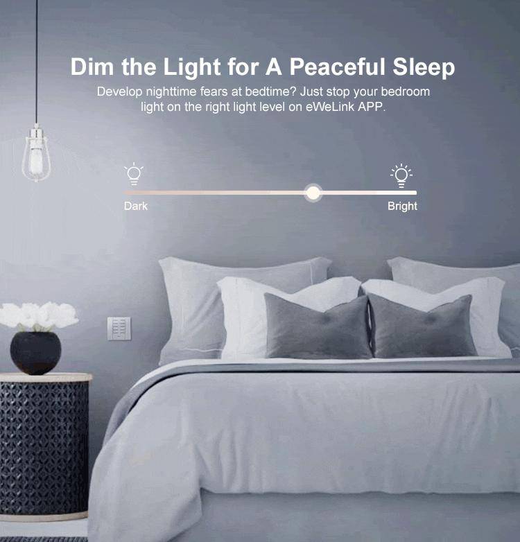 Schlafzimmer-Anzeige mit einem Helligkeitsregler mit der Beschriftung 