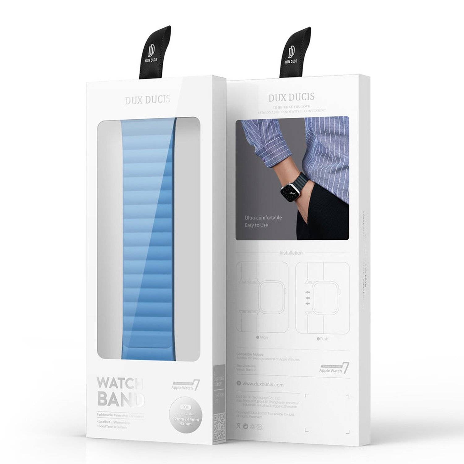Dux Ducis Magnetband Uhrenarmband kompatibel mit Apple Watch 7/6/5/4/3/2 / SE (45 x 44 x 42 mm) Blau