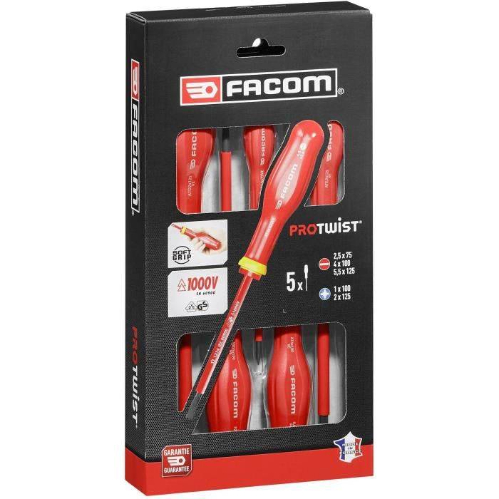 FACOM-SET MIT 5 ISOLIERTEN SCHRAUBENZIEHER 1000V