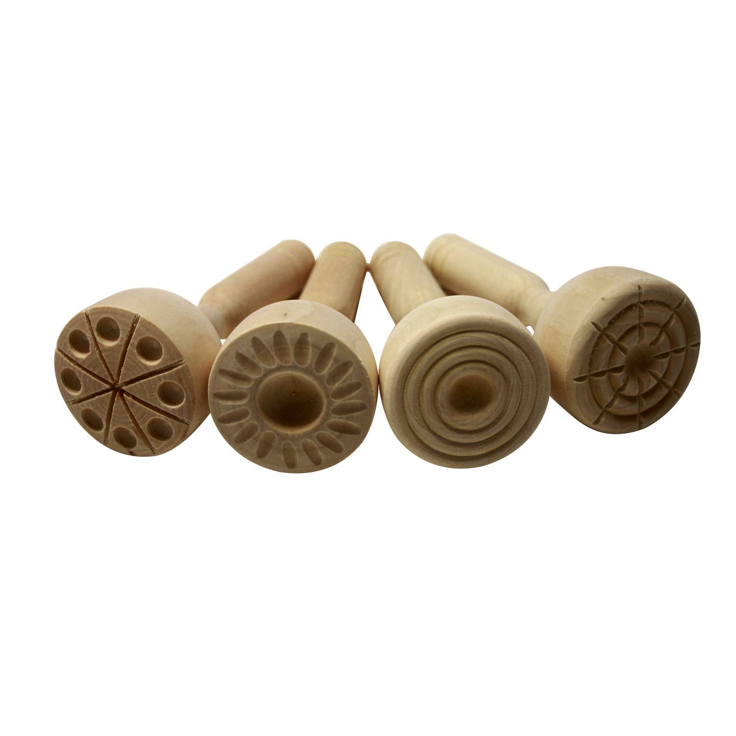 EDUPLAY 220-009 Holz Knetstempel, natur, 4-teilig (1 Set)