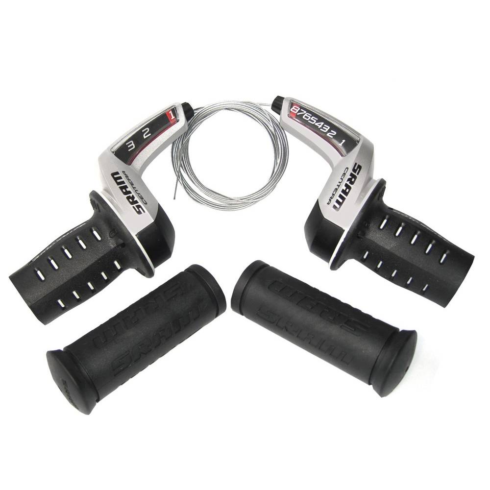 SRAM 00.0000.200.787 Drehgriffschalter-Set Centera 8-f.hinten 1:2 Micro Front, schwarz/silber (1 Set)