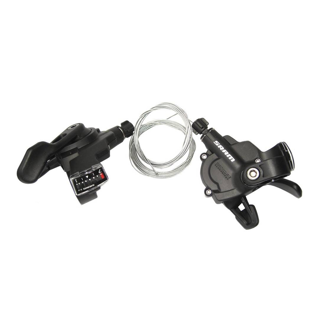 SRAM 00.7015.093.030 Trigger-Schalter-Set X3, 7-Gang hinten 1:1 - Index Front 3-Gang, schwarz (1 Set)