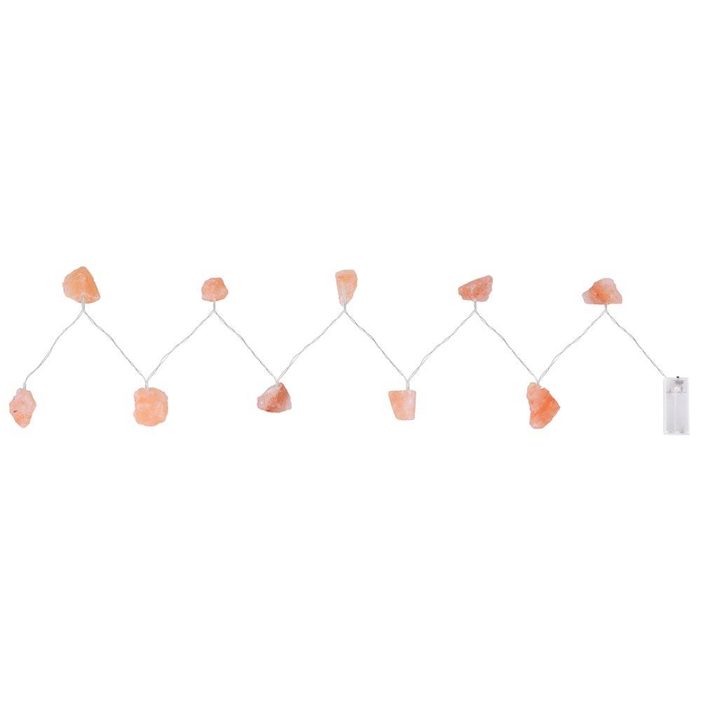 Lichterkette LED Salzkristalle Himalaya Salzlichterkette Lichterkette Batterien Salzkristalllampe, Timer, 10x LED 0,06W warmweiß, LxBxH 165x4x4 cm