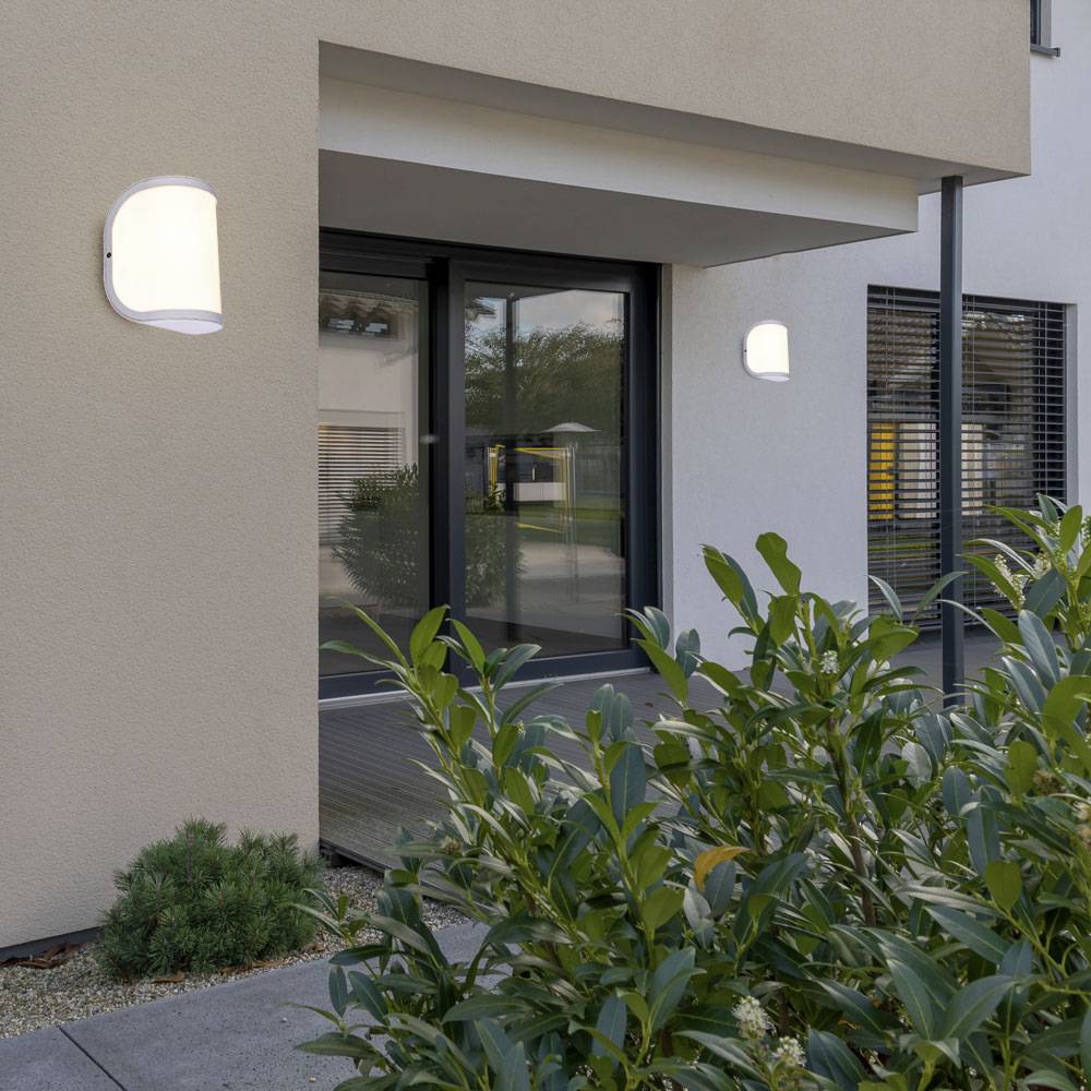 Terrassenlampen Außen Wandleuchte Außen E27 Gartenleuchte Wand IP44, Balkon Hauswand weiß opal, 1x E27 Fassung, HxBxÜ 20x14x14,7cm