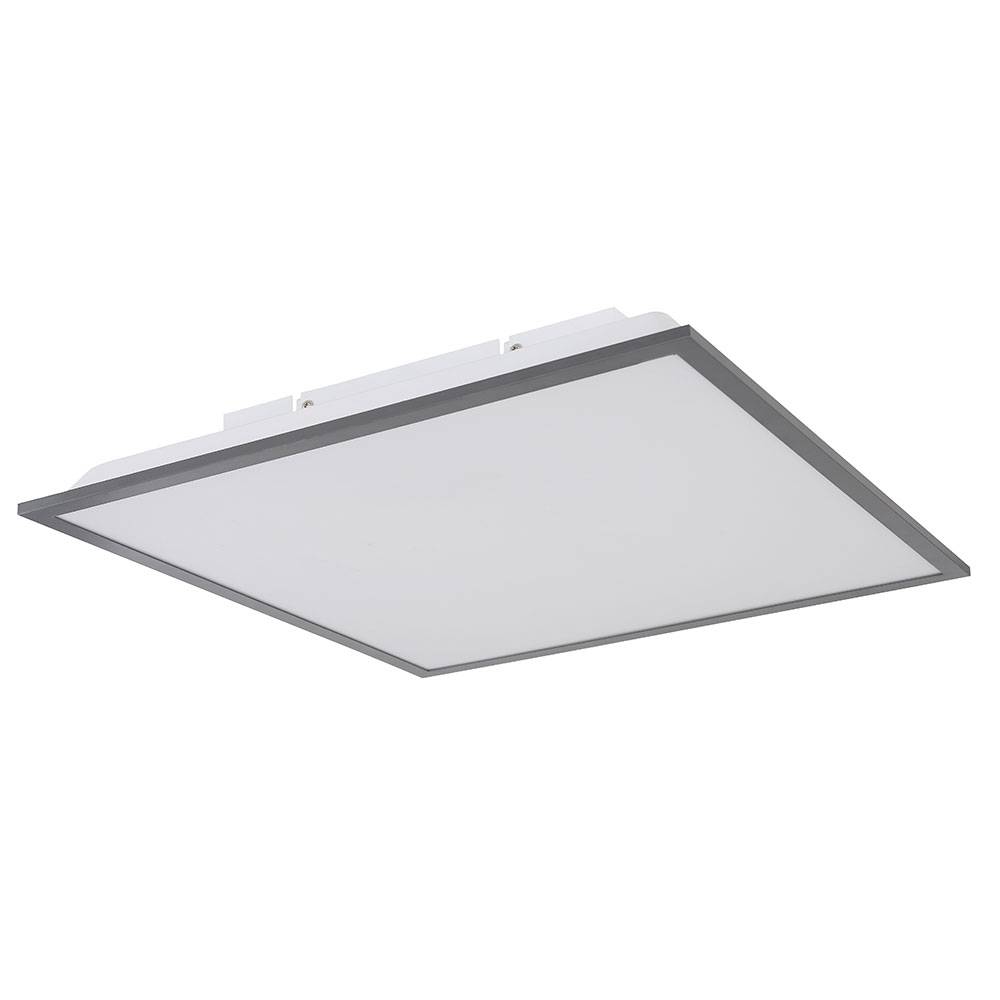 Deckenlampe quadratisch Schlafzimmerlampe weiß Deckenleuchte graphit, LED Aufbau Panel, Alu Acryl, 1x LED 24W 1500lm 3000K warmweiß, LxBxH 45x45x7,5