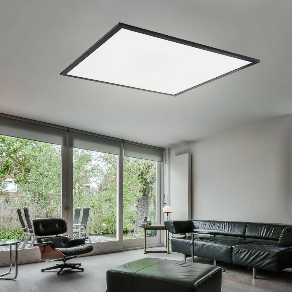 Deckenlampe quadratisch Schlafzimmerlampe weiß Deckenleuchte graphit, LED Aufbau Panel, Alu Acryl, 1x LED 24W 1500lm 3000K warmweiß, LxBxH 45x45x7,5