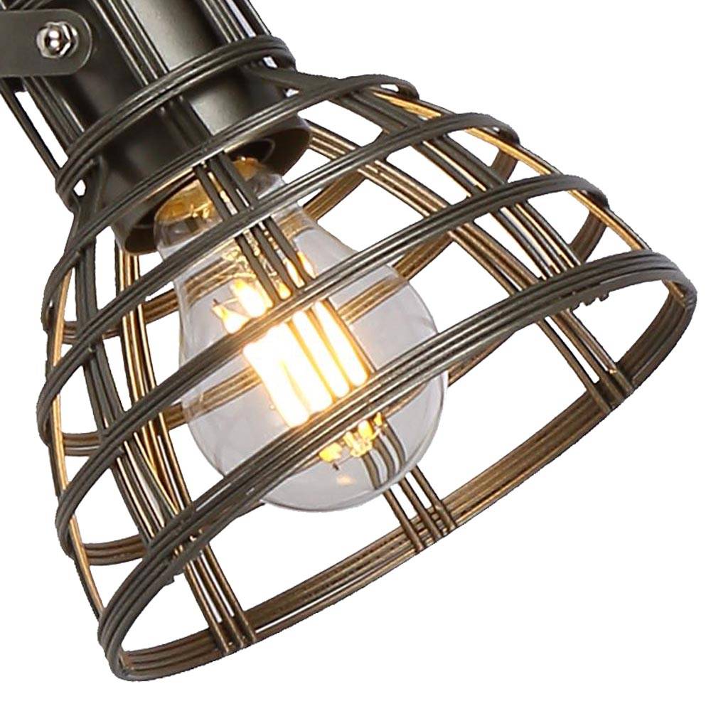 Wand Spot Leuchte Käfig Ess Zimmer Lampe Strahler verstellbar grau